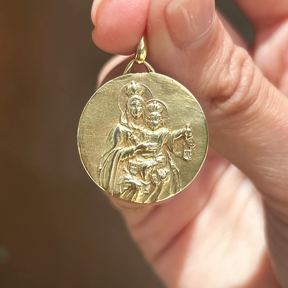 18k Vintage Our Lady of Mount Carmel Medallion