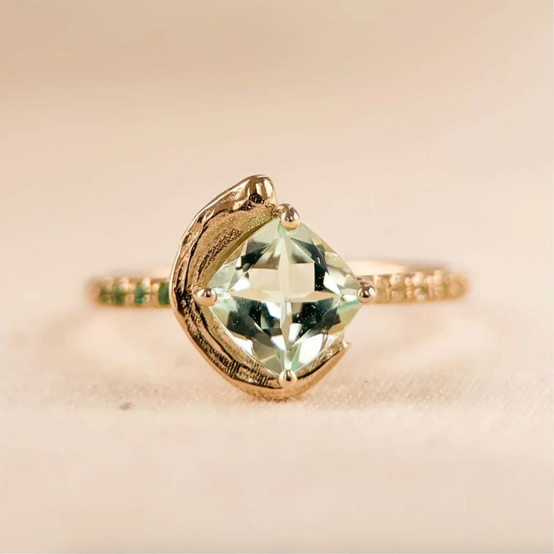 Celadon Wave, Aquamarine, Sapphire & Emerald Ring