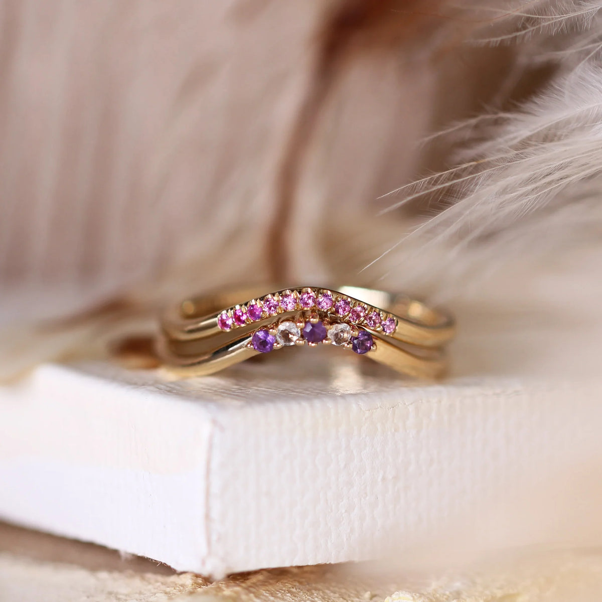 Crocus, Amethyst & Moonstone Contour Band
