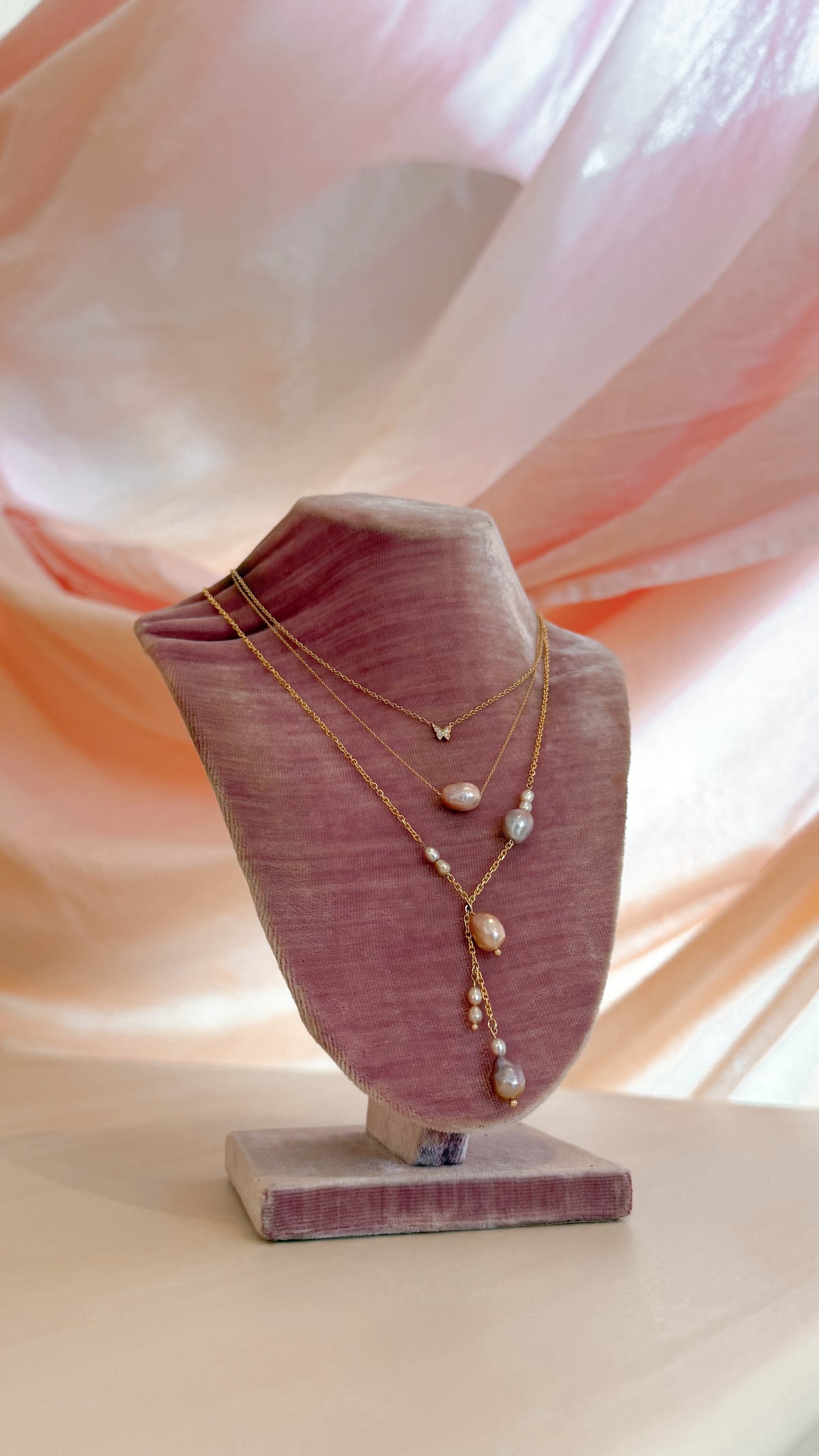 Strawberry Dream, Baroque Pearl Necklace