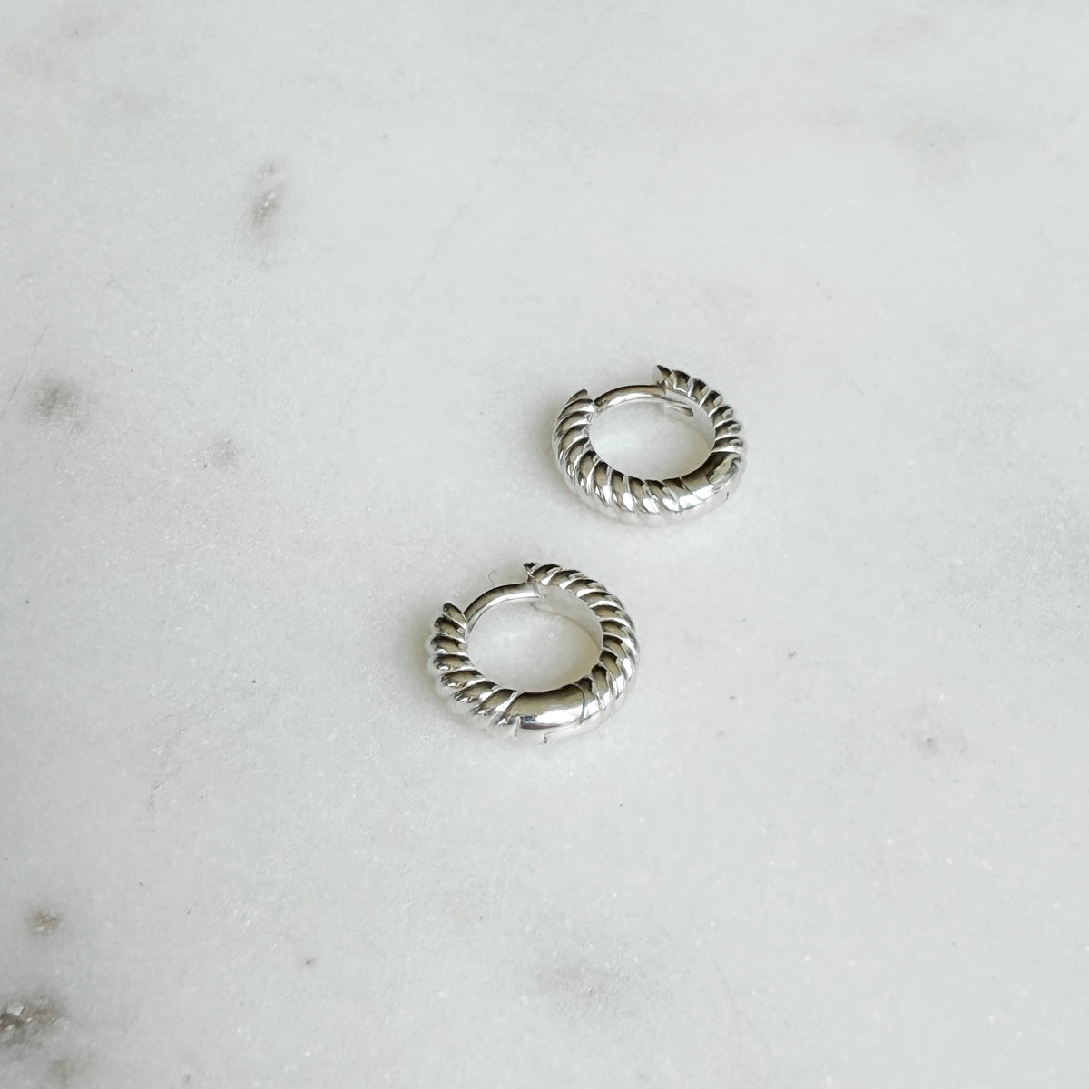 Ina, Mini Sterling Silver Rope Huggie