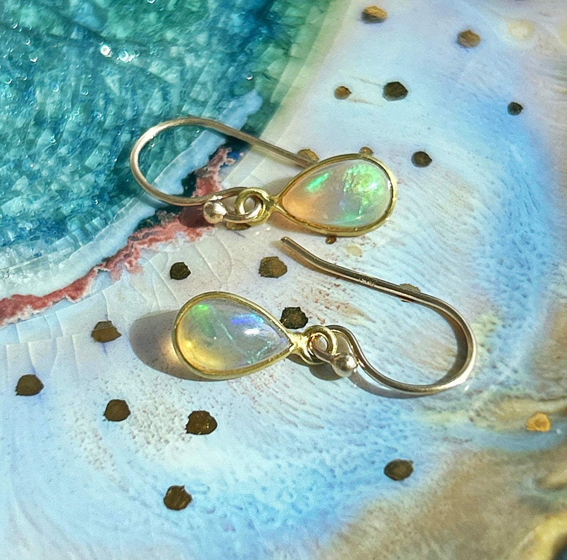 18K Fiery Opal Earrings