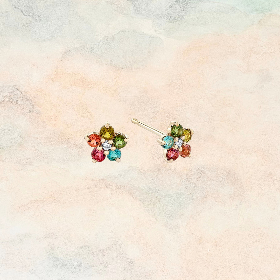 Just Because, Gemstone Floral Earrings
