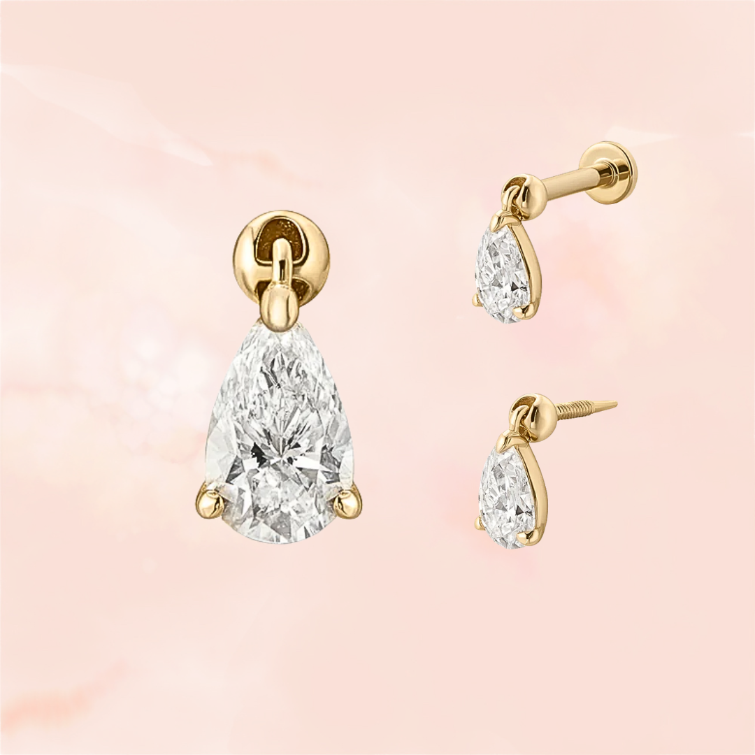 Eva, Diamond Drop Threaded Flat Back