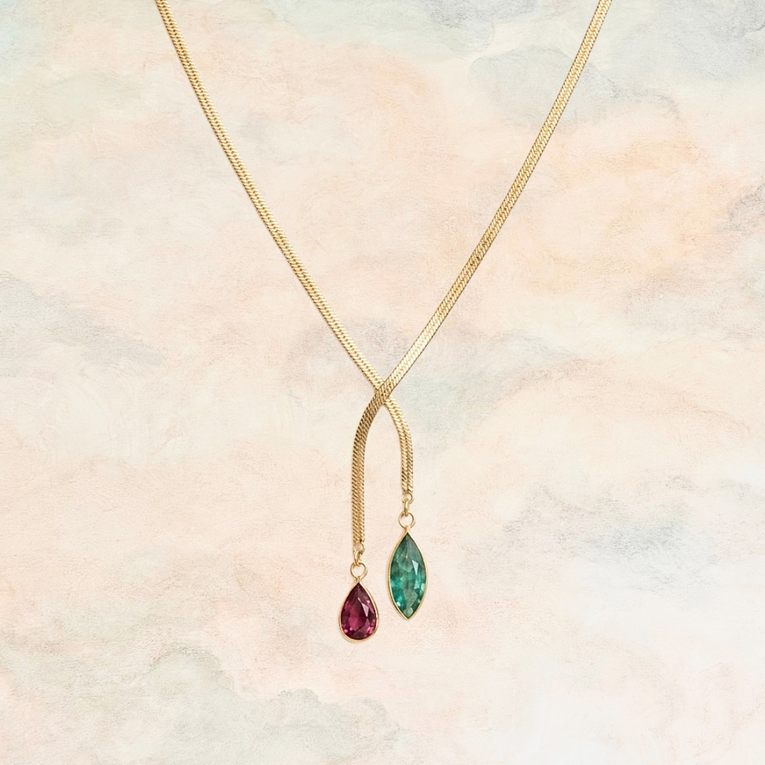 Geraldine, Double Birthstone Necklace