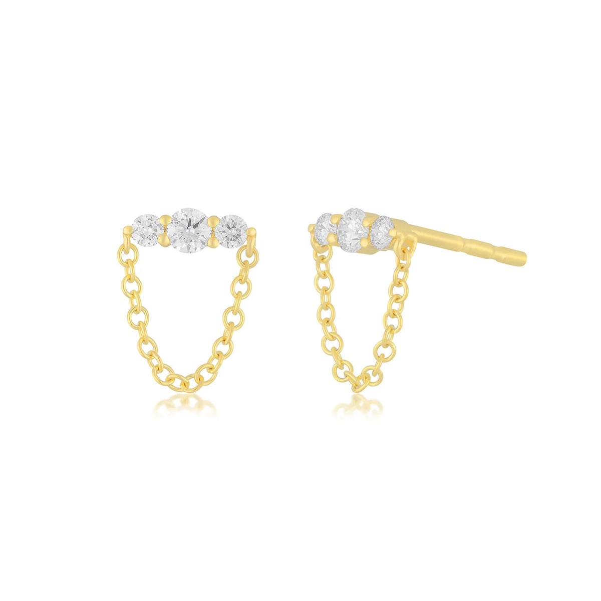 Diamond Trio Chain Drop Earring