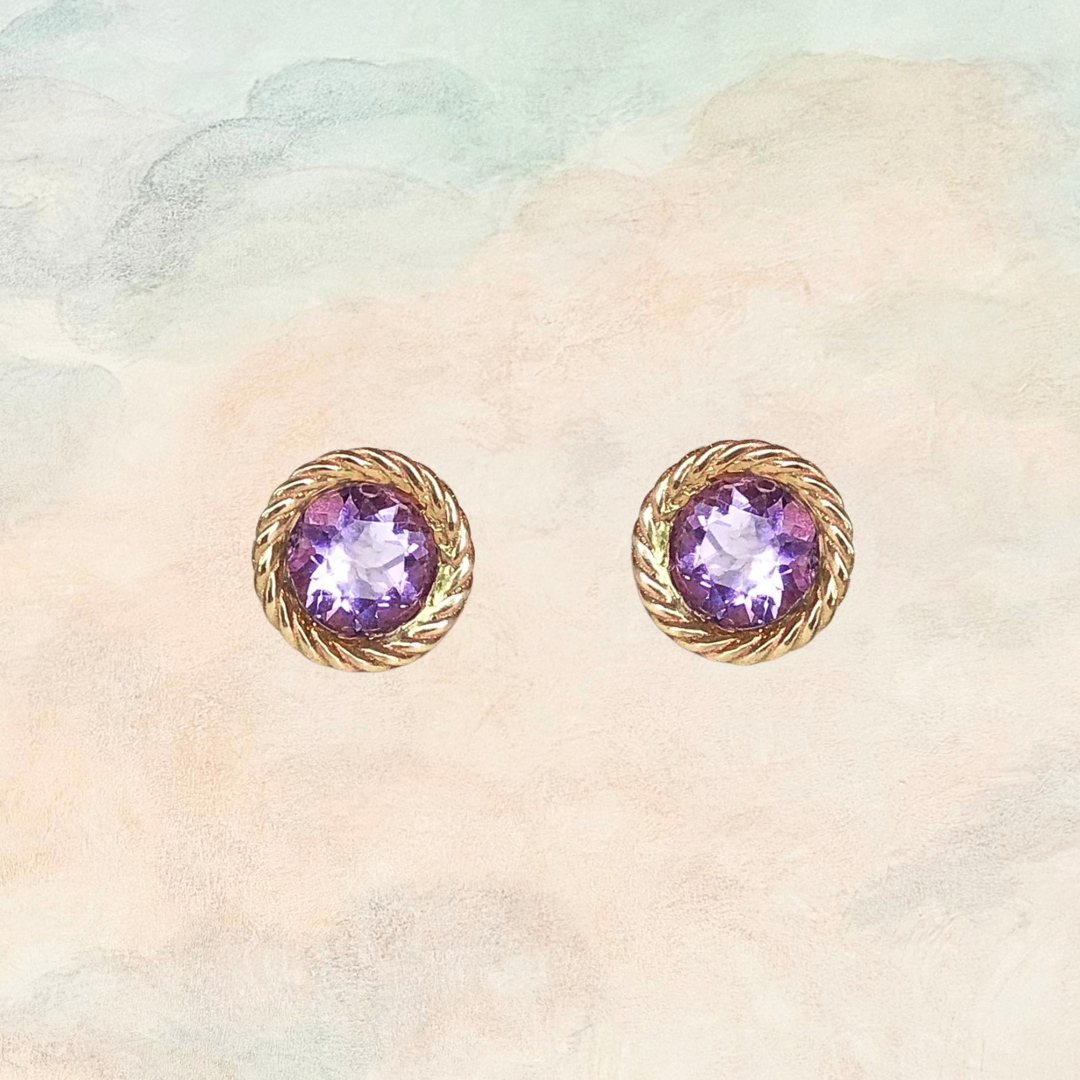 Stellar, Round Montana Amethyst Earrings