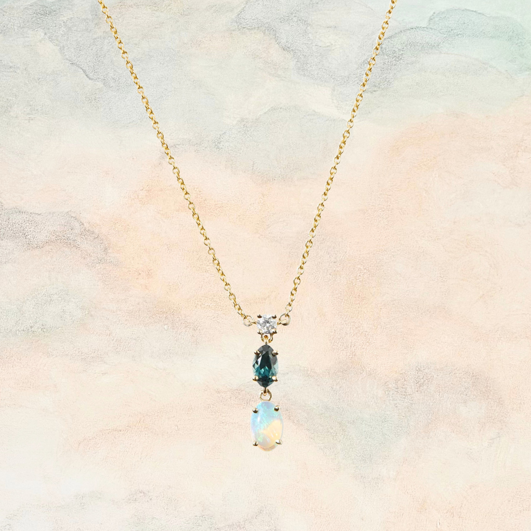 Midnight, Opal, Diamond & Sapphire Necklace