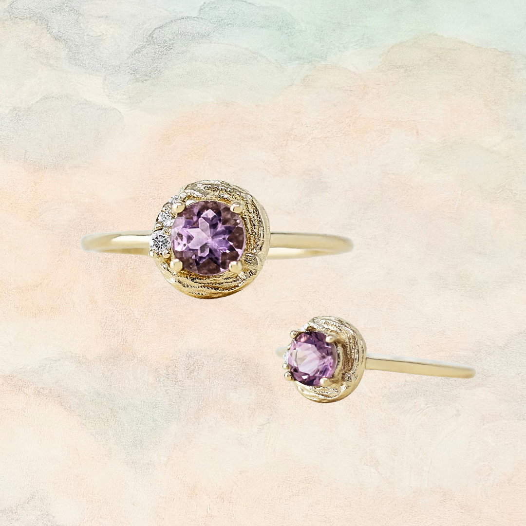 Lilac, Amethyst & Diamond Ring