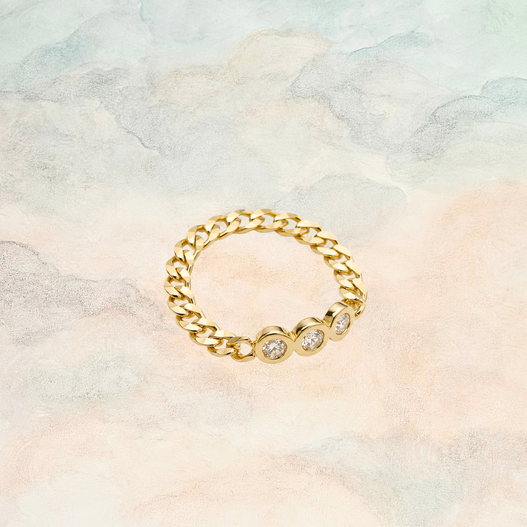 Vivi, Bezel Diamond Chain Ring (FINAL SALE)