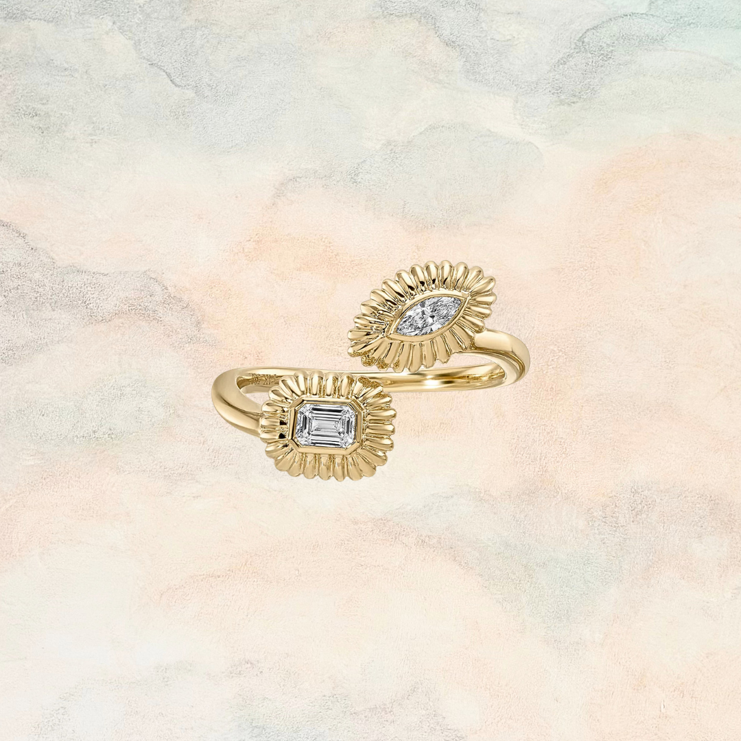 Iris, Emerald Cut & Marquise Diamond Wrap Ring (Final Sale)