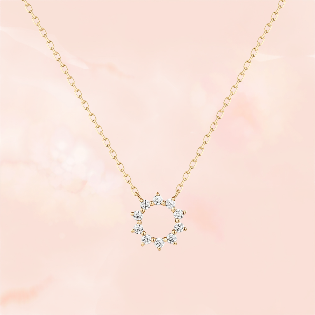 Lindsay, Dainty Diamond Halo Necklace