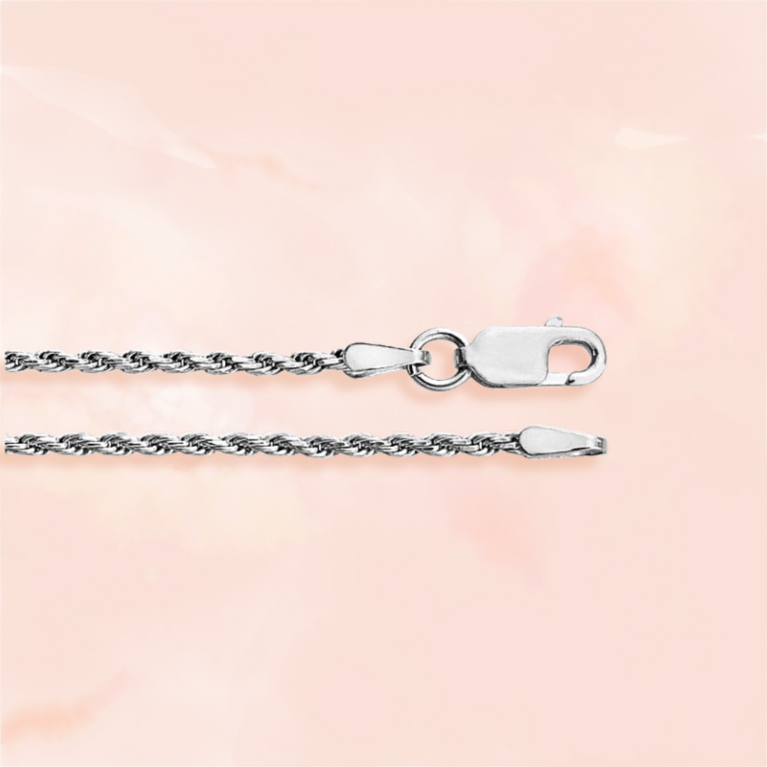 Polly, Sterling Silver Sparkling Twist Rope Necklace