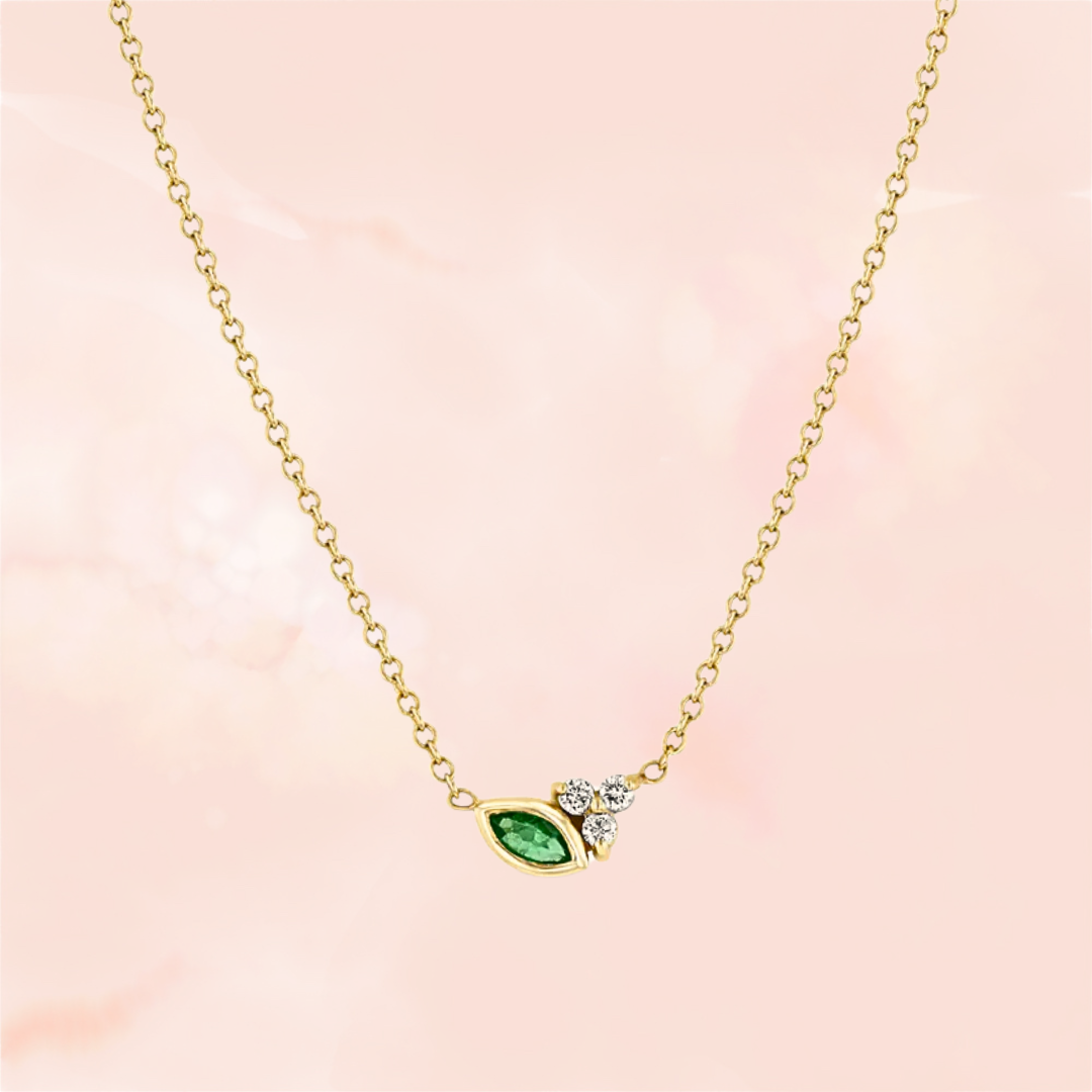 Audrey, Emerald and Marquise Diamond Necklace
