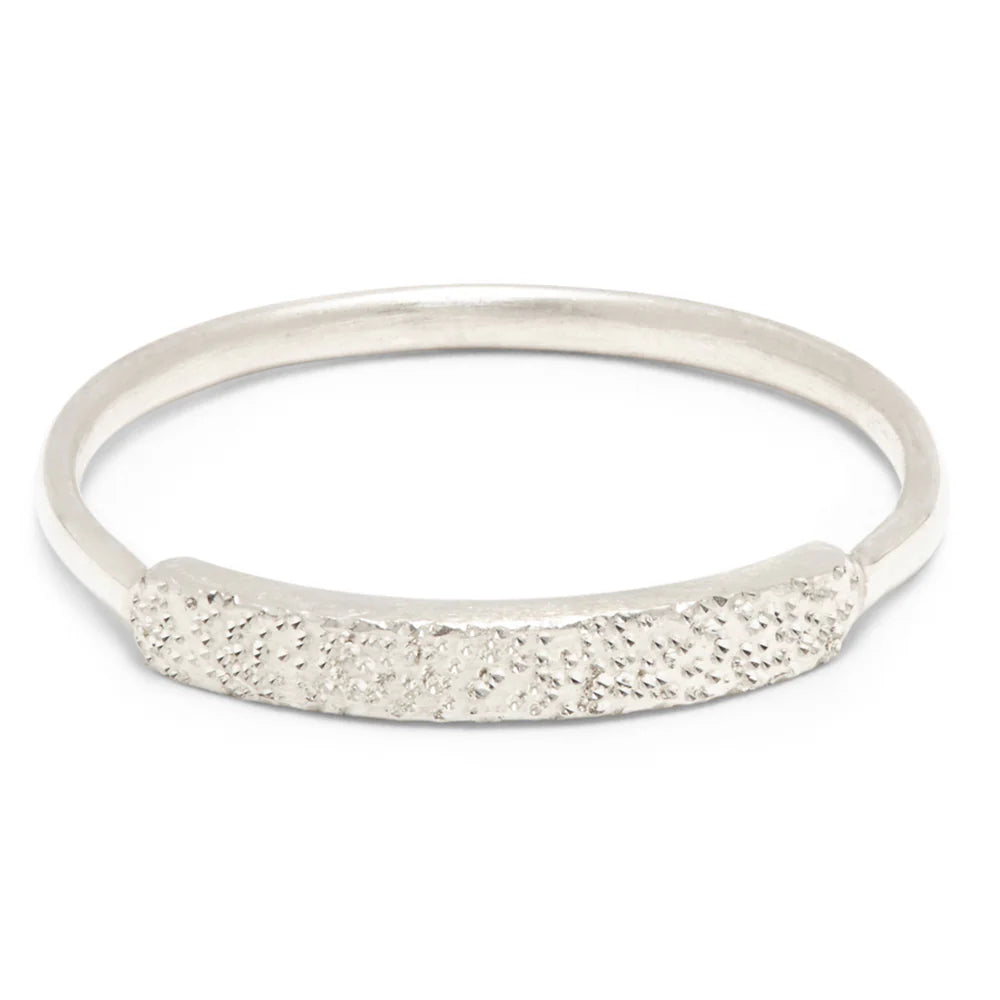 Narrow, Diamond Dusted Sterling Silver Ring