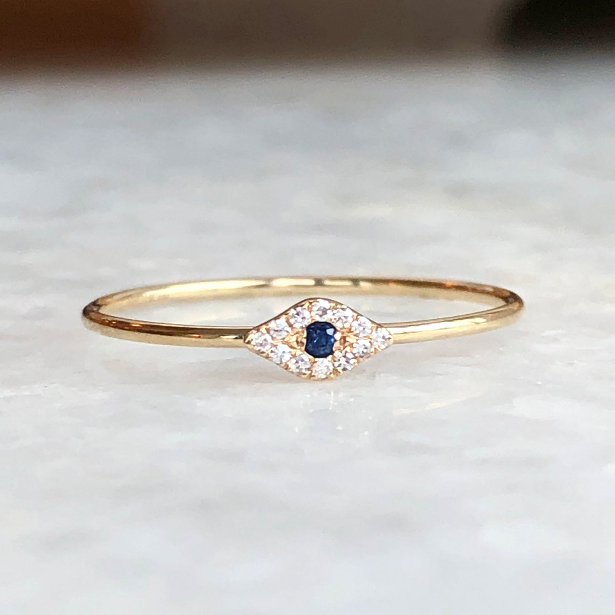 Diamond & Sapphire Evil Eye Ring - The Golden Carrot