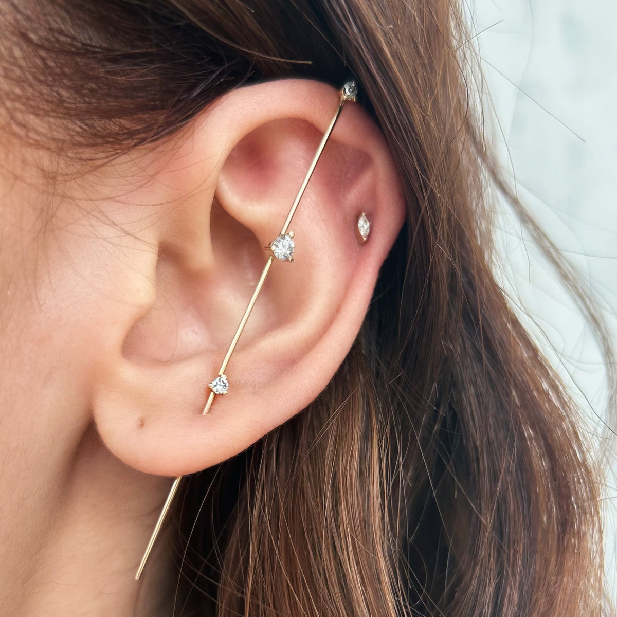 Diamond Raindrop Needle Earring