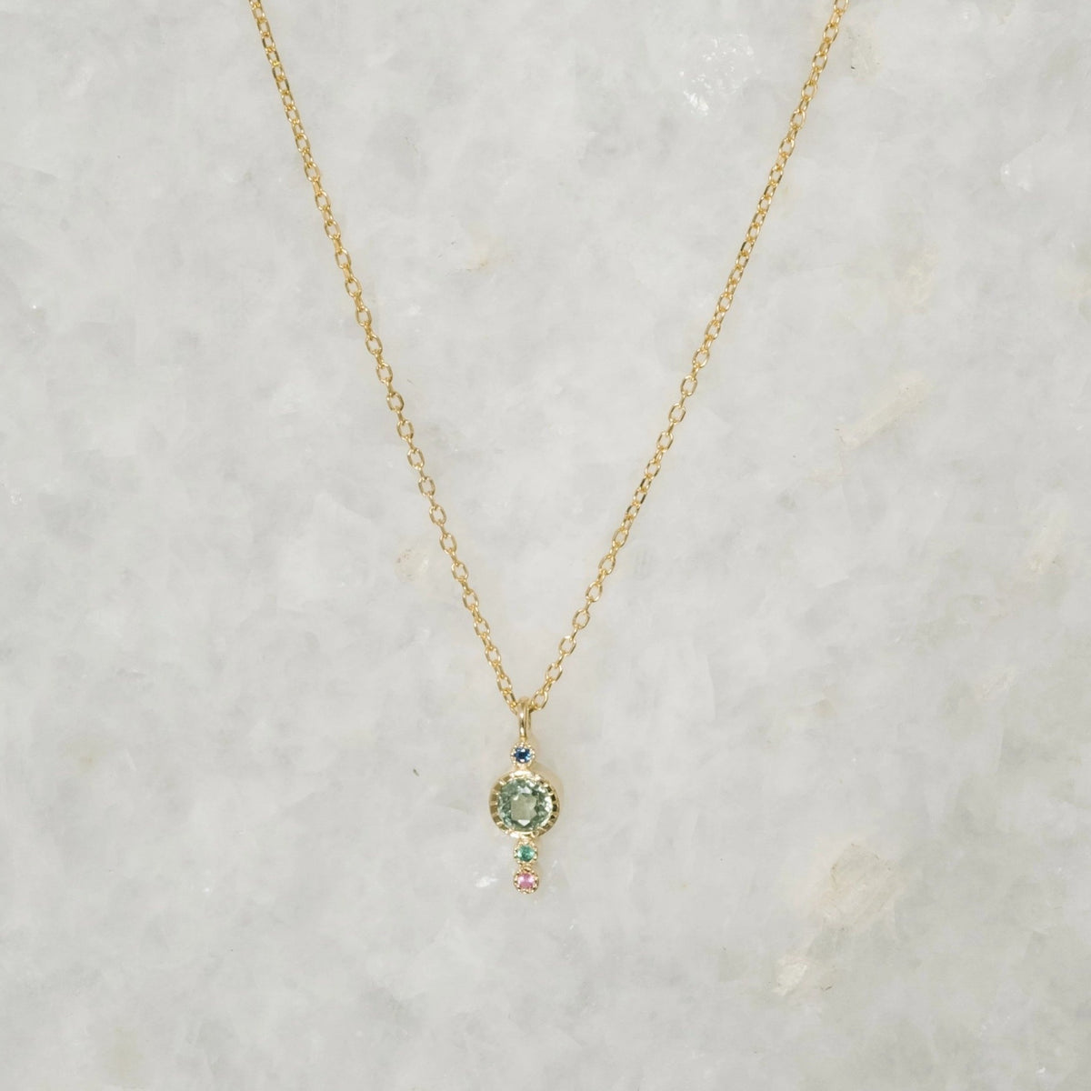 Long Journey Necklace in Green Sapphire