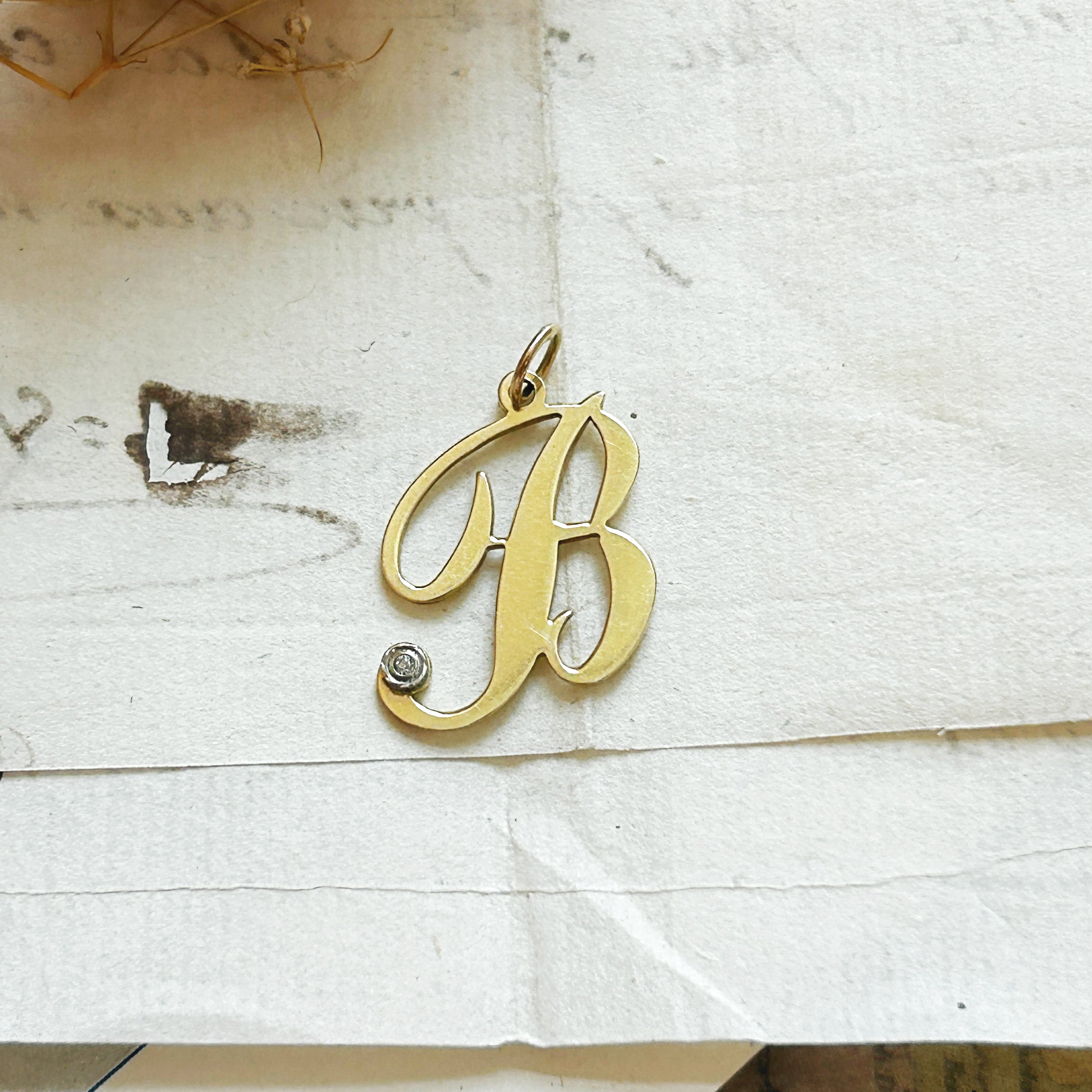 Vintage, Jewelry, Vintage M Monogram Letter Initial Pendant Gold Tone Charm  Retro Estate