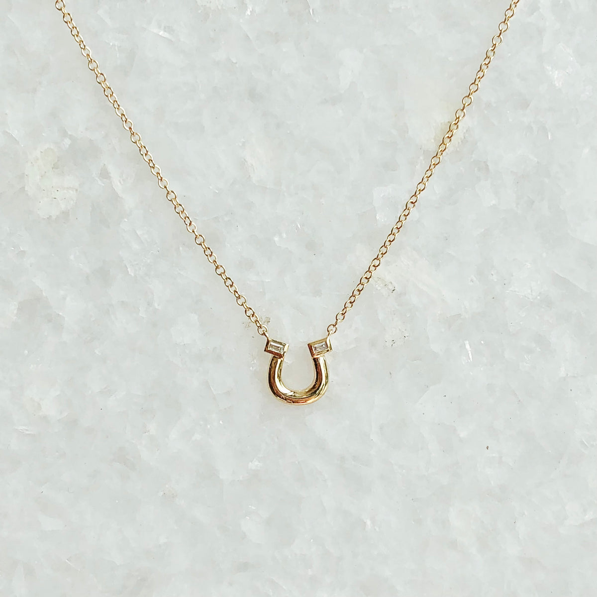 Baguette Diamond Horseshoe Necklace