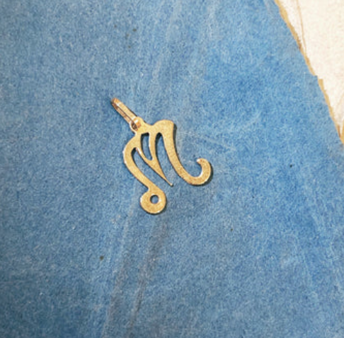 Vintage Scrolly Letter M Charm