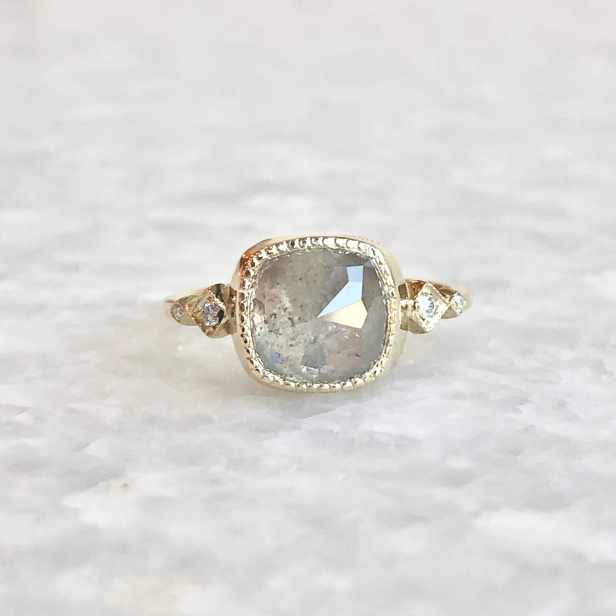 Gray Diamond Slice Ring