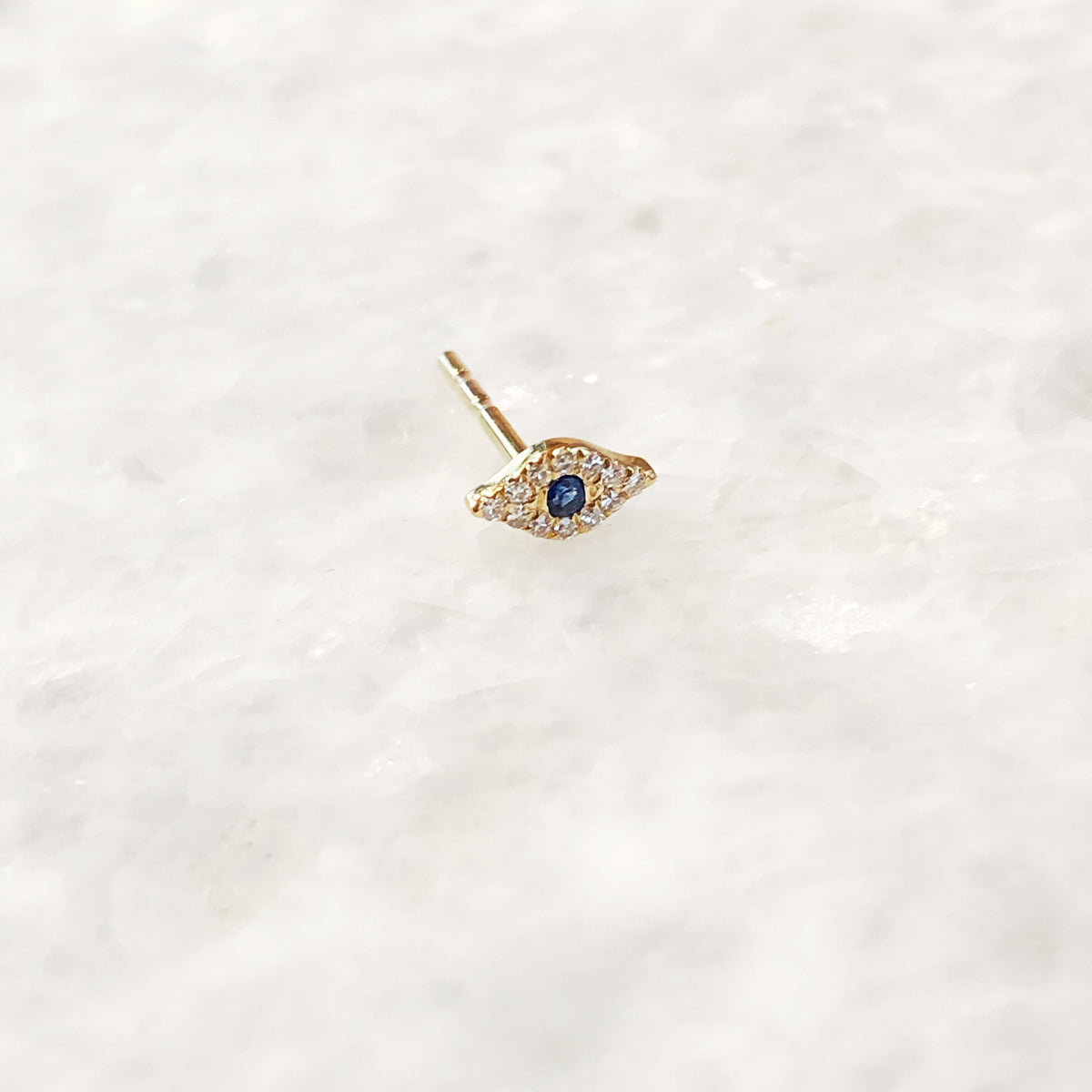 Mini Diamond &amp; Sapphire Evil Eye Stud