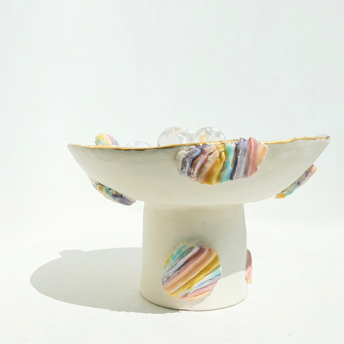 22k Cotton Candy Prism Pedestal Bowl
