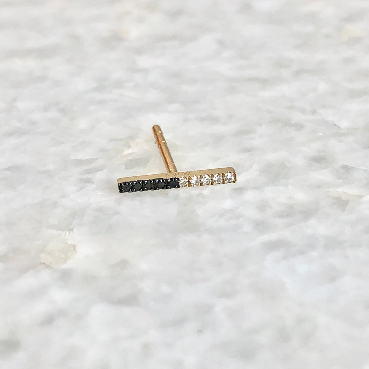 2 Tone Diamond Bar Stud