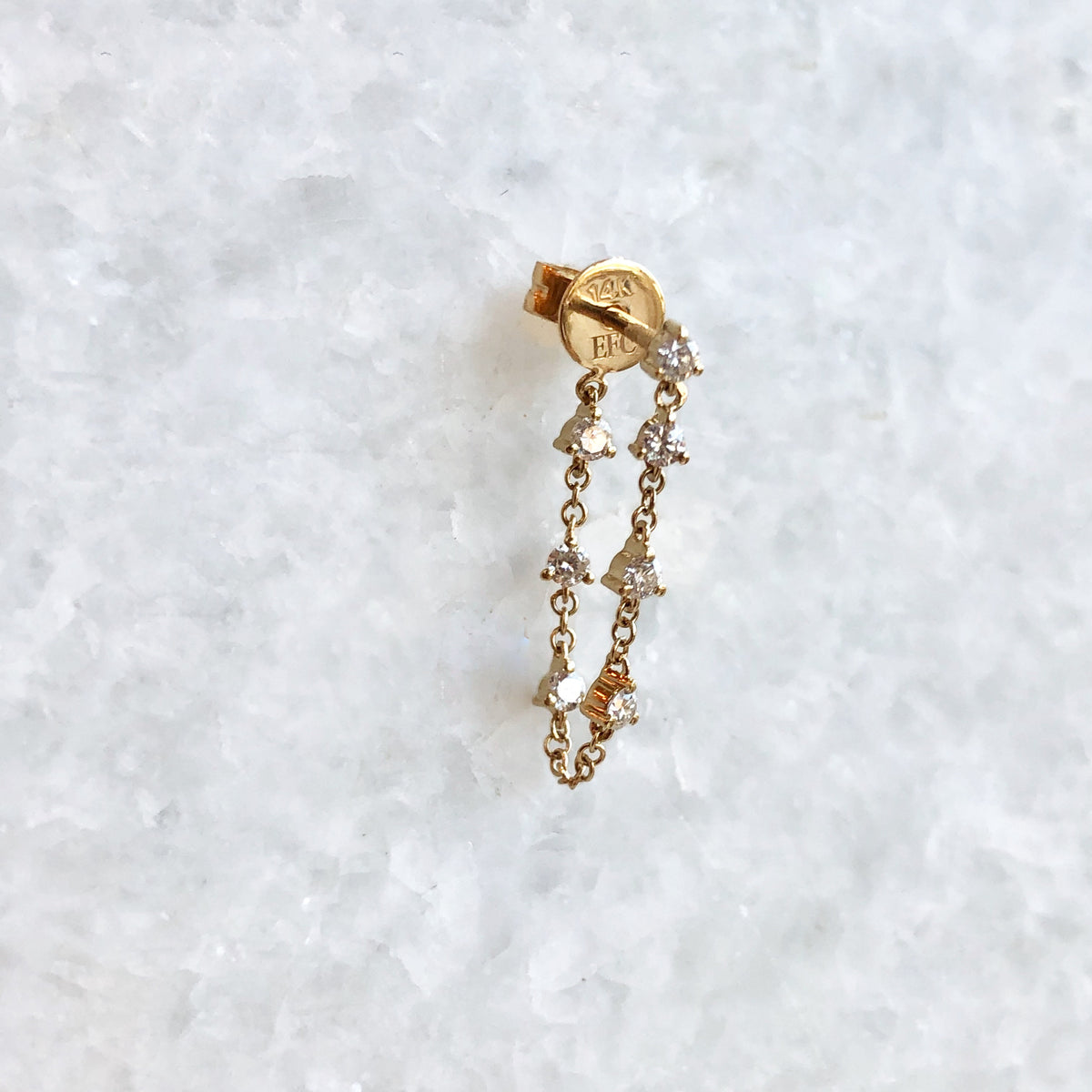 Prong-Set Diamond Chain Drop Earring