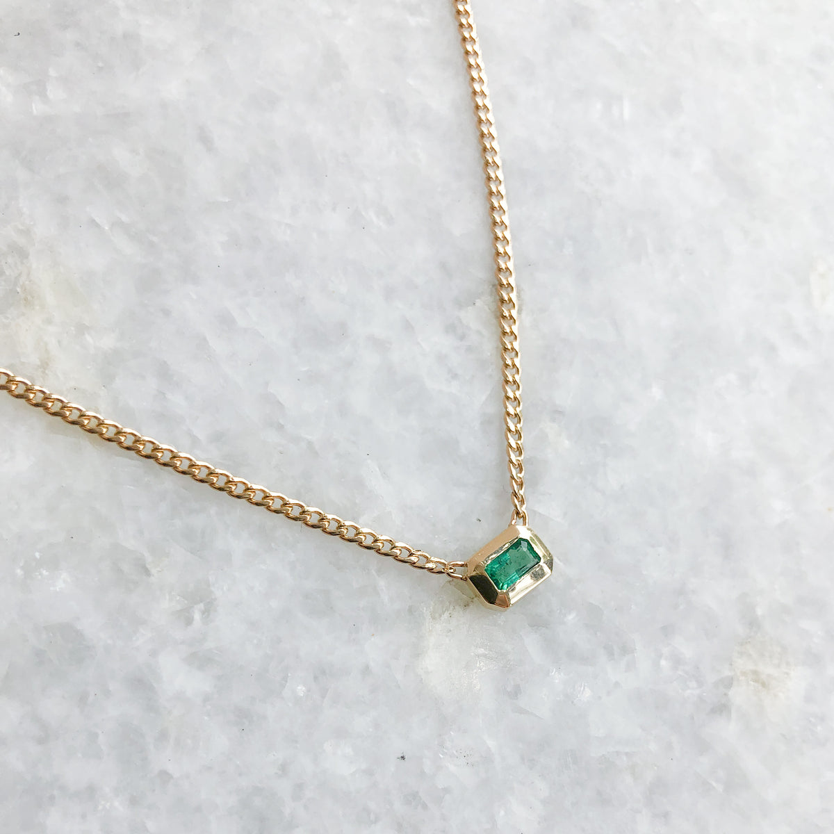 Emerald Curb Chain Necklace